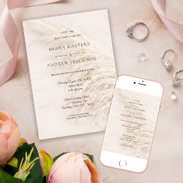 Elegant Rustic Boho Pampas Grass Wedding Kaart