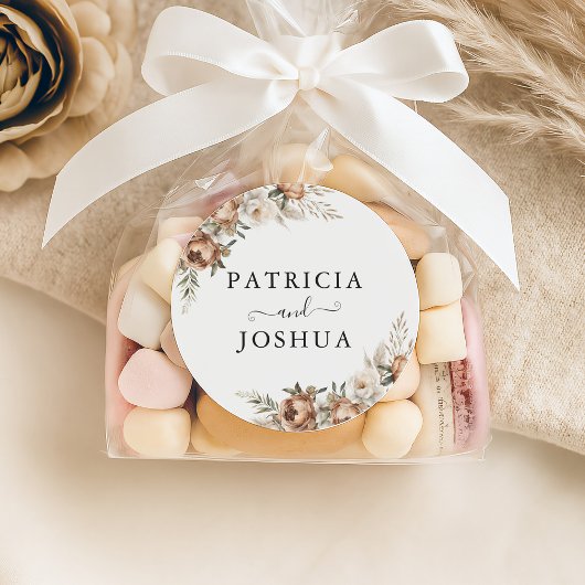 Elegant Rustic Boho Wedding Classic Round Sticker