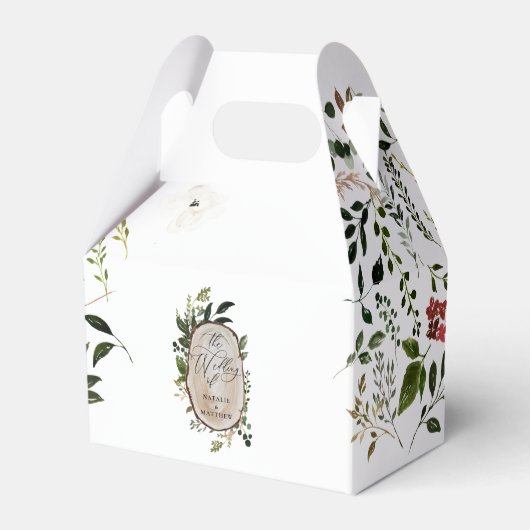 Elegant Rustic Botanical Greenery bruiloft Bedankdoosjes (Voorkant Zijde)