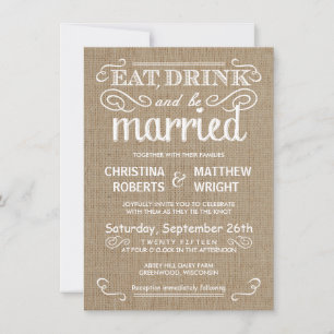 Elegant Rustic Burlap Wedding Invitations Kaart
