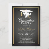 Elegant Rustic Chalkboard Black Gold Afstuderen Kaart (Voorkant)