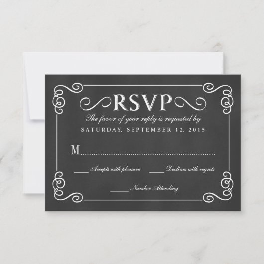 Elégant Rustic Chalkboard Wedding RSVP (Devant)