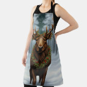 Elegant rustic Christmas moose winter landscape Schort (Insitu)