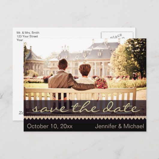 Elegant Rustic Country  Sla de datum op Aankondigingskaart (Voorkant / Achterkant)