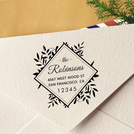 Elegant Rustic Diamond Return Address Zelfinktende Stempel