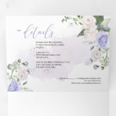 Elegant Rustic Dusty Paarse Waterverf Rozen Drieluik Uitnodiging (Binnenzijde eerst)