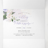 Elegant Rustic Dusty Paarse Waterverf Rozen Drieluik Uitnodiging (Binnenkant midden)