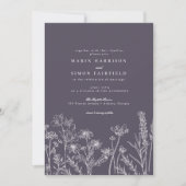 Elegant Rustic Dusty Paarse Wildflower Wedding Kaart (Voorkant)