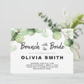 Elegant Rustic Eucaliptus Brunch met bride Kaart (Staand voorkant)