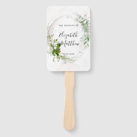 Elegant Rustic Eucalyptus blaast roze bruiloft uit Handwaaier (Voorkant)