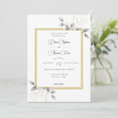 Elegant Rustic Eucalyptus Calligraphy Gold Wedding Kaart (Staand voorkant)