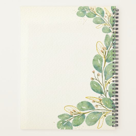 Elegant Rustic Eucalyptus Foliage Family Meal Planner (Achterkant)