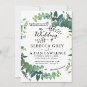 Elegant Rustic Eucalyptus Green Wedding Invitation Kaart (Voorkant)