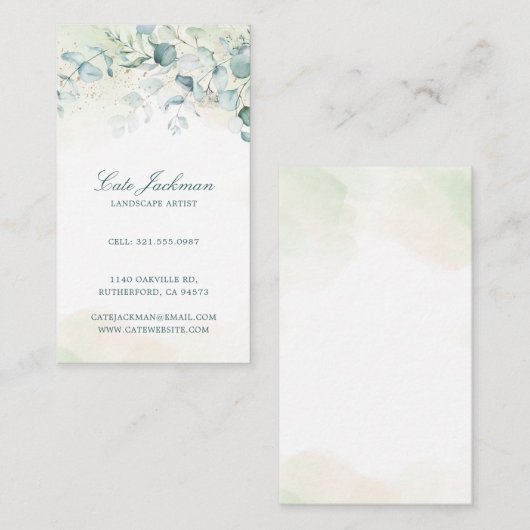Elegant Rustic Eucalyptus Greenery Visitekaartje (Voorkant / Achterkant)