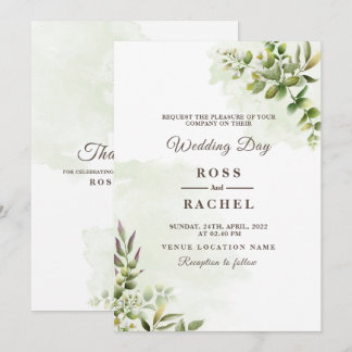 Elegant Rustic Eucalyptus Leaves Greenery Wedding Kaart