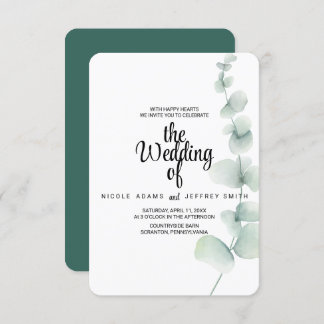 Elegant Rustic Eucalyptus Leaves Greenery Wedding Kaart