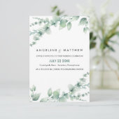 Elegant Rustic Eucalyptus Leaves Greenery Wedding Kaart (Staand voorkant)