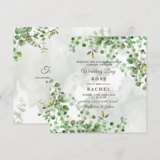 Elegant Rustic Eucalyptus Leaves Greenery Wedding Kaart