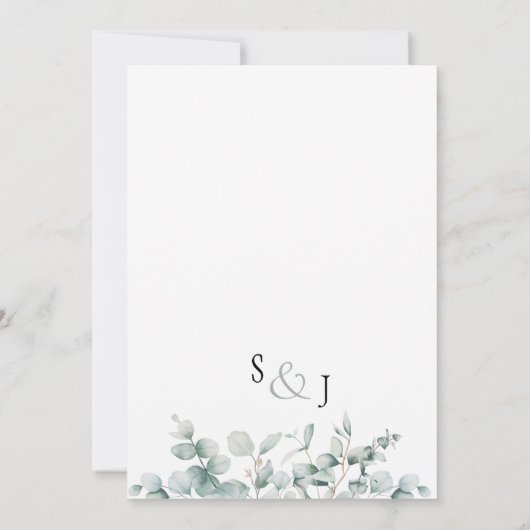 Elegant Rustic Eucalyptus Leaves Greenery Wedding Kaart (Achterkant)