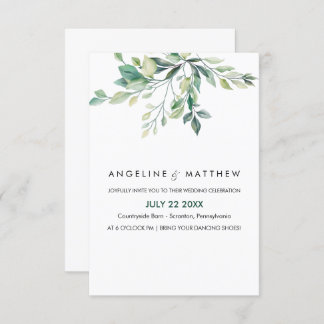 Elegant Rustic Eucalyptus Leaves Greenery Wedding Kaart