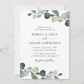 Elegant Rustic Eucalyptus Leaves Greenery Wedding Kaart (Voorkant)
