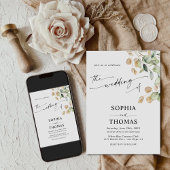 Elegant Rustic Eucalyptus Leaves Greenery Wedding Kaart