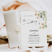 Elegant Rustic Eucalyptus Leaves Greenery Wedding Kaart