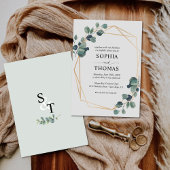 Elegant Rustic Eucalyptus Leaves Greenery Wedding Kaart