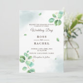 Elegant Rustic Eucalyptus Leaves Greenery Wedding Kaart (Staand voorkant)
