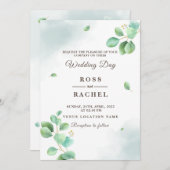 Elegant Rustic Eucalyptus Leaves Greenery Wedding Kaart (Voorkant / Achterkant)