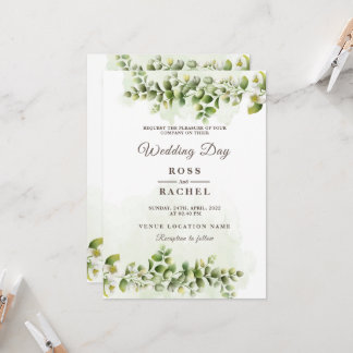 Elegant Rustic Eucalyptus Leaves Greenery Wedding Kaart