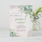 Elegant Rustic Eucalyptus Leaves Wedding Kaart (Staand voorkant)