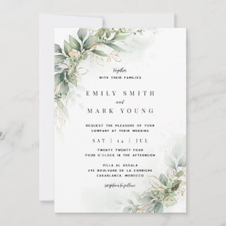 Elegant Rustic Eucalyptus Leaves Wedding Kaart