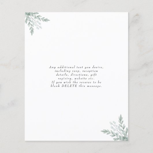 Elegant Rustic Eucalyptus Weddenschap (Achterkant)