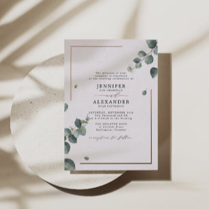 Elegant Rustic Eucalyptus Wedding Roos Gold Folie Uitnodiging