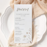 Elégant Rustic Fleur sauvage Floral Menu Mariage<br><div class="desc">Un élégant menu à la mariage à fleurs fleur sauvage rustique. Ce menu rectangle mariage est décoré dans un style floral rustique, avec des tons neutres de terre. Customisez cette carte avec tous les détails de votre menu mariage. Visitez ma collection de mariages fleurs sauvages pour voir les éléments de...</div>
