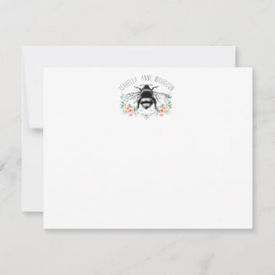 Elegant Rustic Floral Bee Note Kaart Notitiekaartje