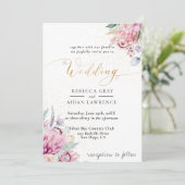 Elegant Rustic Floral bruiloft Kaart (Staand voorkant)