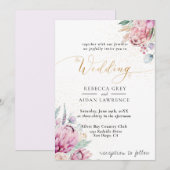 Elegant Rustic Floral bruiloft Kaart (Voorkant / Achterkant)