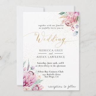 Elegant Rustic Floral bruiloft Kaart