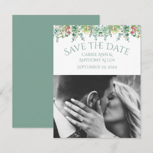 Elegant Rustic Floral Foto slaat de datum op