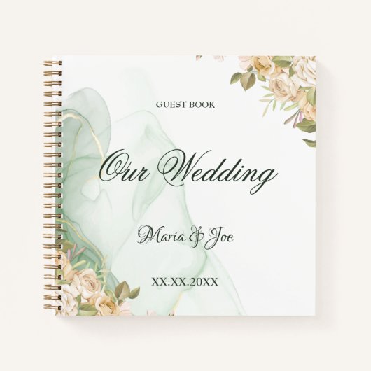 Elégant Rustic Floral Greenery Livre d'or mariage (Devant)