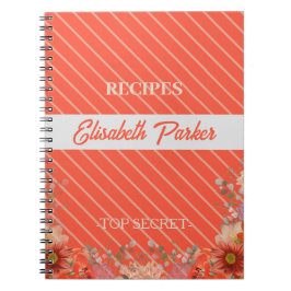 Elegant rustic floral kitchen cookbook recipes notitieboek