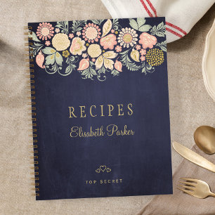 Elegant rustic floral koekjesboek recipesjournal notitieboek