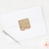 Elegant Rustic Floral Kraft Hartelijk dank Vierkante Sticker (Envelop)