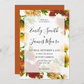 Elegant Rustic Floral Wedding Invitation Kaart (Voorkant / Achterkant)