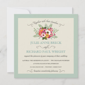 Elegant Rustic Floral Wedding Invitations Kaart