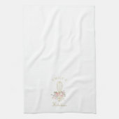 Elegant Rustic Floral Whisk Monogram Theedoek (Verticaal)