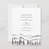 Elegant Rustic Forest Mountain Sketch Wedding Kaart (Voorkant)