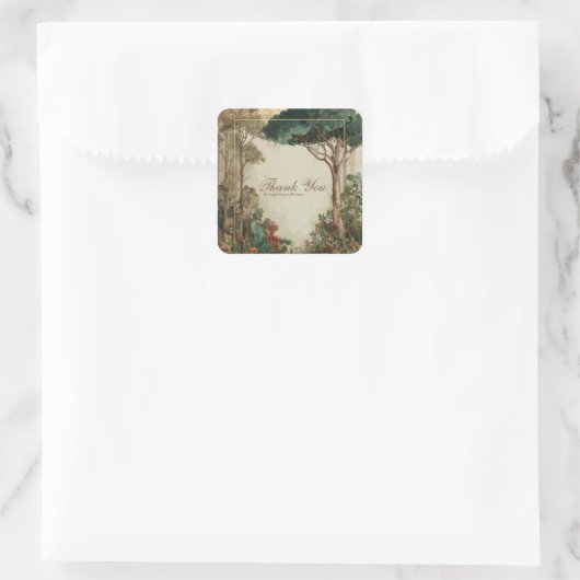 Elegant Rustic Forest Tree Gold Frame Botanical Vierkante Sticker (Tas)